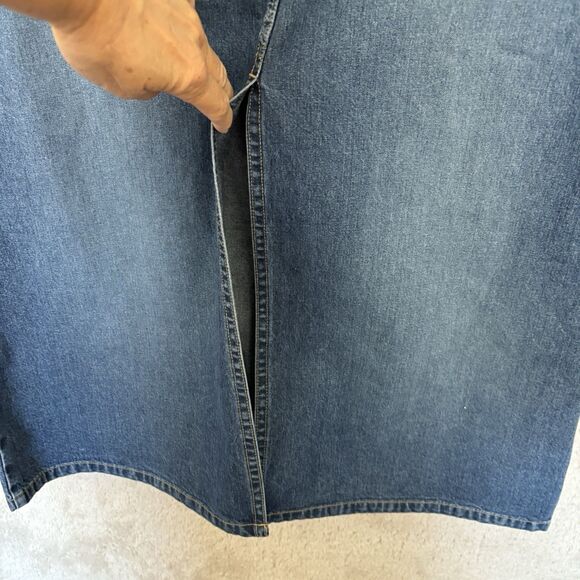 Halogen Womens Denim Jean Skirt Sz 8 Modest MIDI Below Knee Blue - Picture 3 of 5